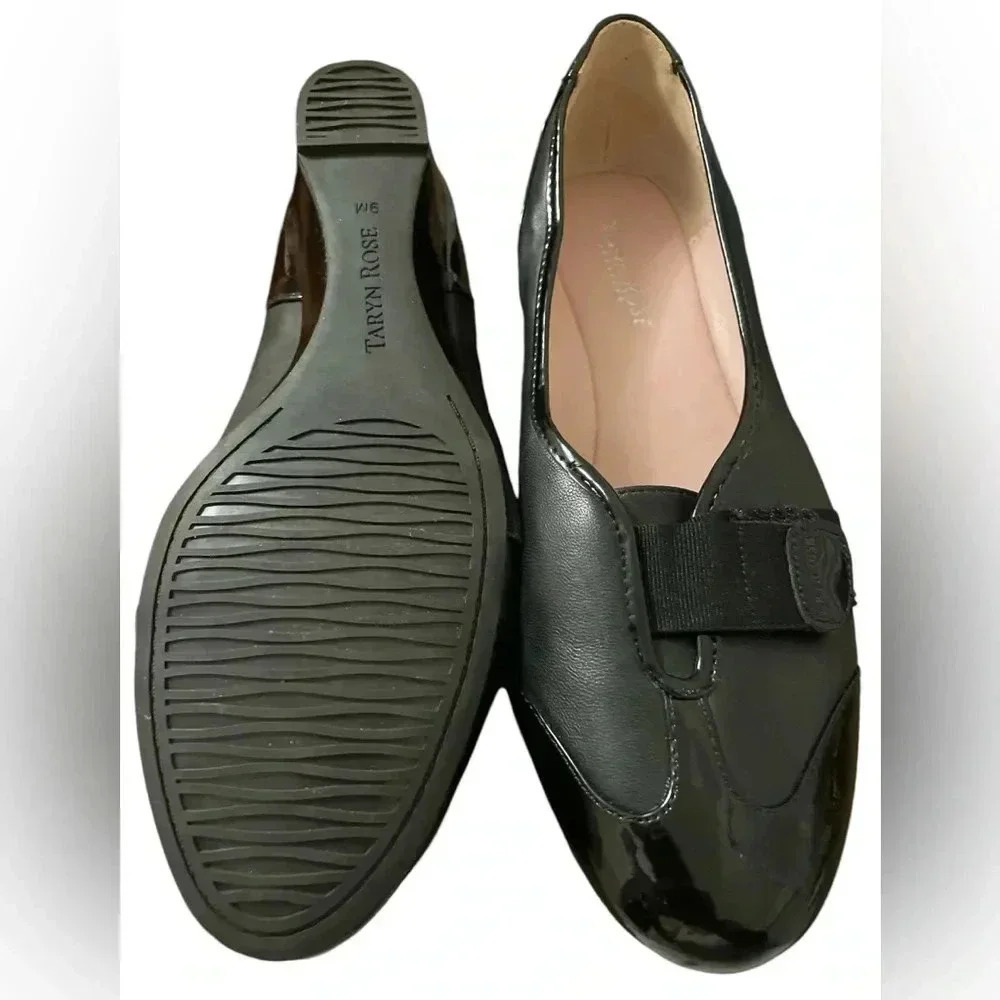Taryn Rose Platz Traveler Black Leather Wedge Shoes - Picture 4 of 4